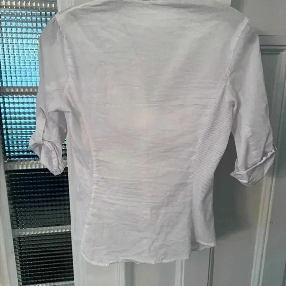 Love Tree Top Womens Button Up Rolled Sleeve Top W/ribbed Accents & Pockets Sz S - Picture 2 of 12